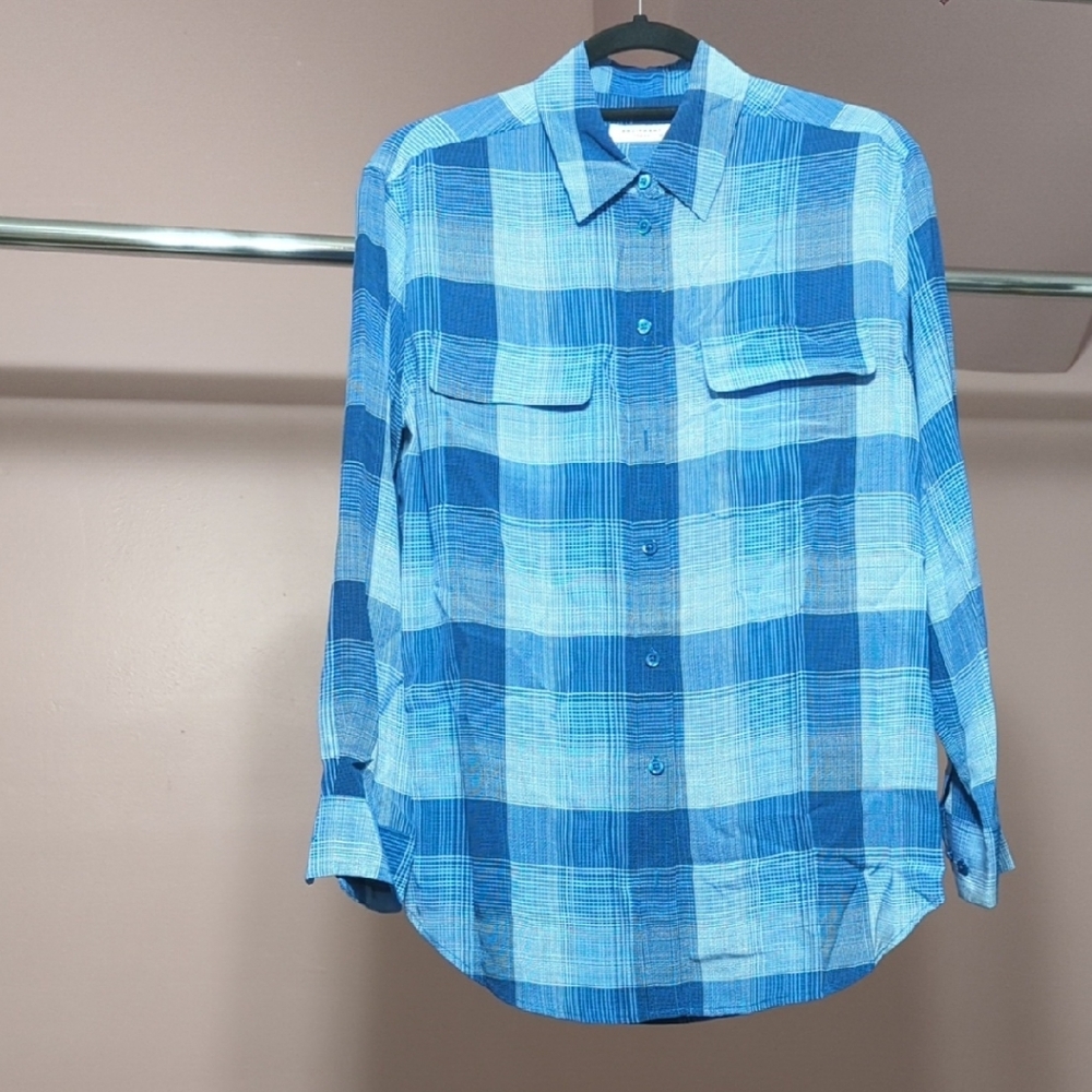 Equipment Blue Plaid Women's Button Down Shirt